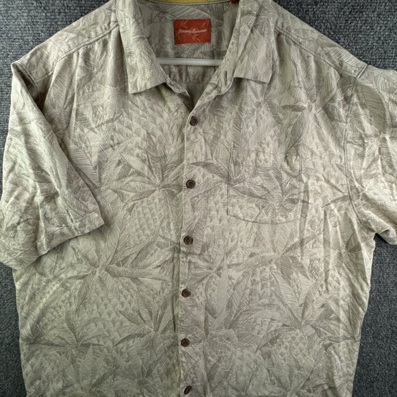 Tommy Bahama All Silk Short Sleeve Button Up Hawaiian Shirt Men XL Floral Ivory - Picture 2 of 16